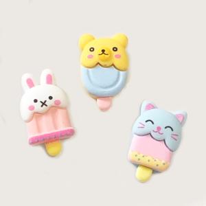 【2個 50円】全3種 アニマル アイス デコパーツ☆猫・くま・うさぎ スイーツデコ