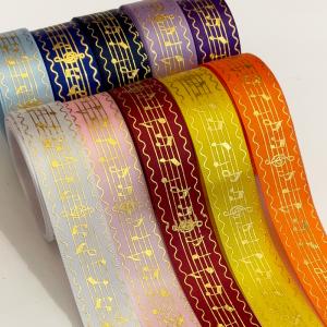 【25mm幅 1m】音符柄 楽譜 サテンリボン ...の商品画像