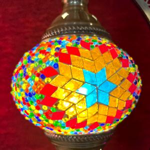 【送料無料】トルコモザイクランプ 明るい照明 アンティークな月 置き型 手作り 伝統工芸　アラビアンナイト