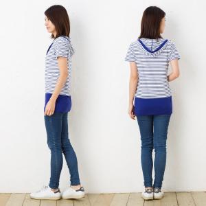 送料無料 授乳服 Vネックフード付き 半袖 ボ...の詳細画像3