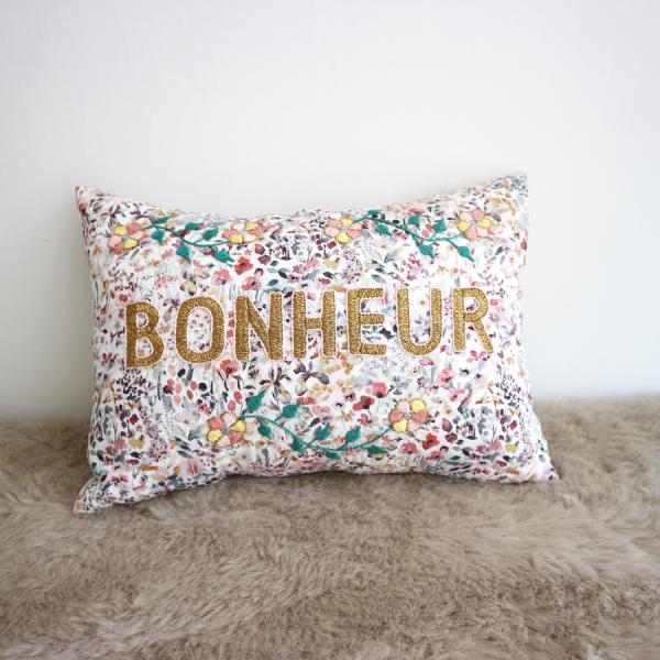 CSAO PARIS Bonheur 刺繍 メッセージ クッション LIBERTY リバティ Fel...