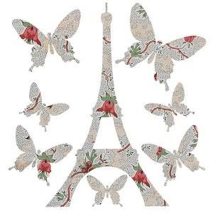 フランス Les Invasions Ephemeres ウォールステッカー エッフェル塔 蝶々10...