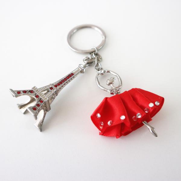 paris おみやげ エッフェル塔 バレエ バレリーナ 赤 キーホルダー キーリング  パリ フラン...