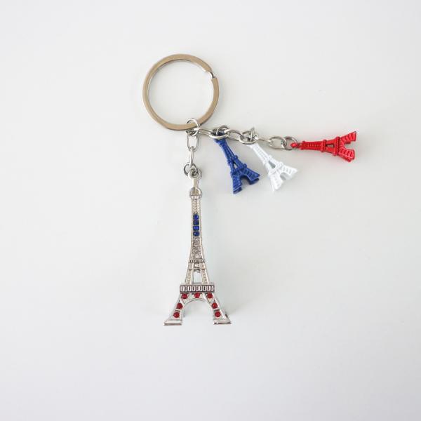 paris おみやげ エッフェル塔 トリコロール ミニエッフェル塔 チャーム キーリング キーホルダ...