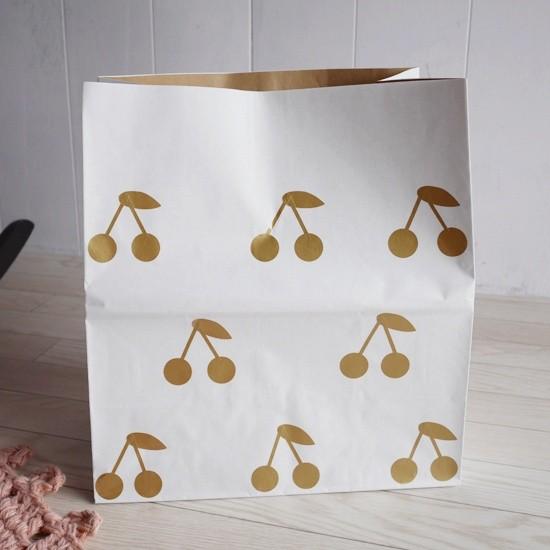 フランス MON PETIT ZOREOL / 収納 PAPER BAG S リトルチェリー ゴール...