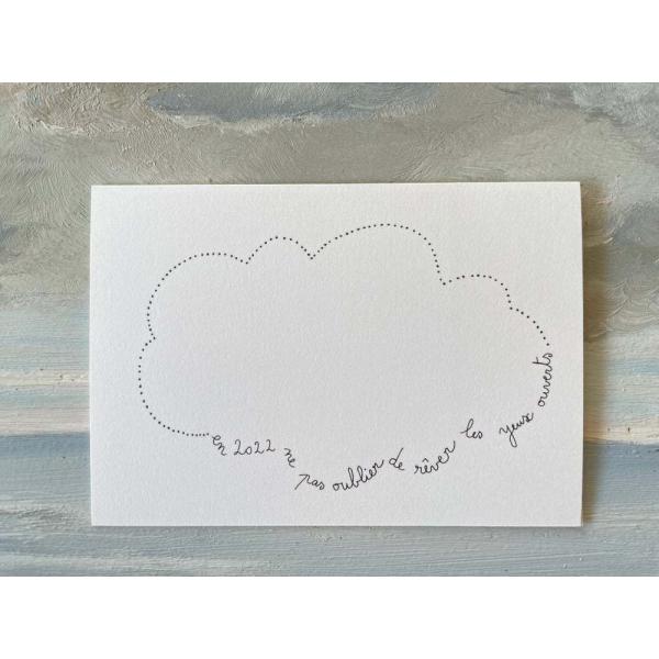 Papillon Papillonnage Voeux Nuage 2022 雲メッセージカード 二...