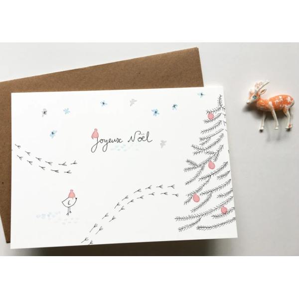 メッセージ カード Joyeux Noel ! 二つ折りカード Papillon Papillonn...