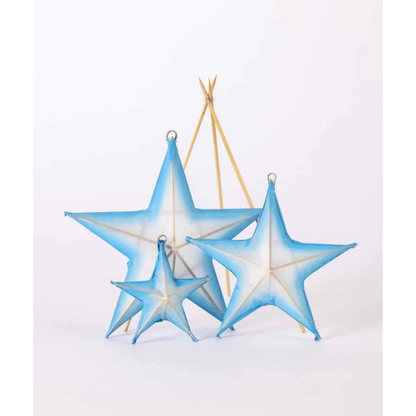 Petit Pan Paris  スター オブジェ オーナメント 3点セット ブルー 竹細工 シルク...
