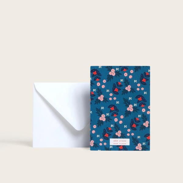 フランス製 ダブル メッセージ カード 封筒 セット HOLLY SEASON PAPER coll...