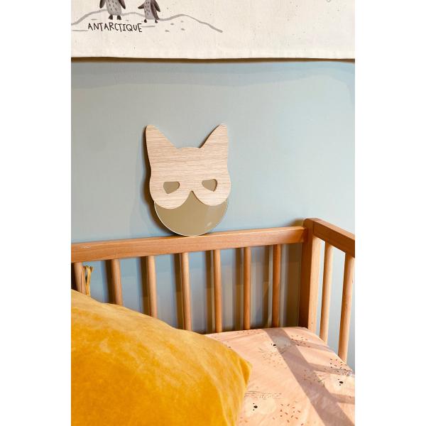 フランス キャット 猫 ミラー 天然オーク材 ハンドメイド ウッド 鏡 April Eleven 子...