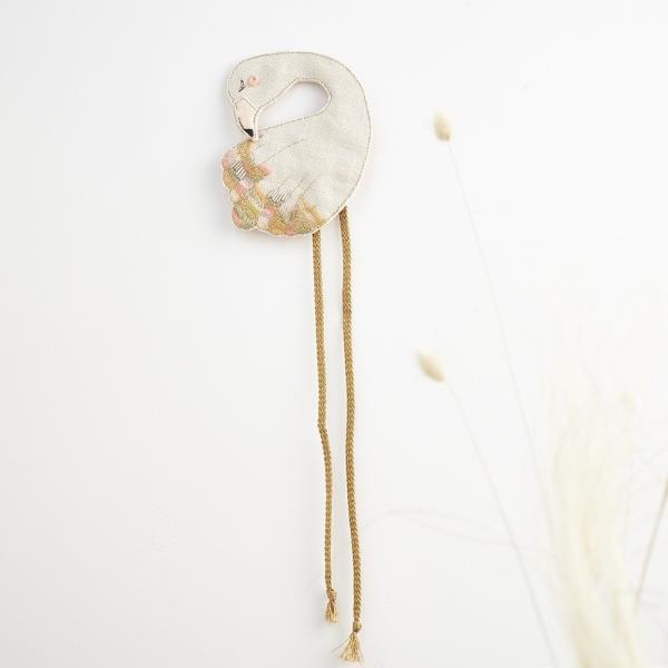 フランス desaccord ピンクフラミンゴ ハンドメイド アンティークレース パール インテリア...