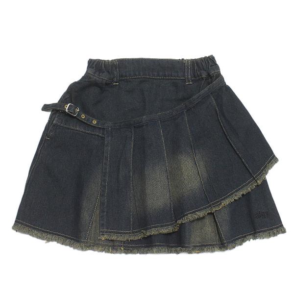 セール 「50%OFF」 スカート "アルジー" プリーツラップグランジスカート デニム(DM)