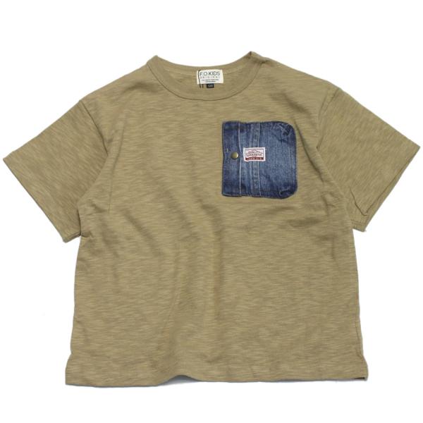 セール 「50%OFF」 半袖Tシャツ &quot;エフオーキッズ&quot; デニムポケットTシャツ ベージュ(BE)