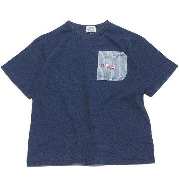 セール 「50%OFF」 半袖Tシャツ &quot;エフオーキッズ&quot; デニムポケットTシャツ ブルー(BL)