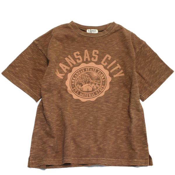 セール 「50%OFF」 半袖Tシャツ &quot;エフオーキッズ&quot; VINTAGE加工Tシャツ ブラウン(B...