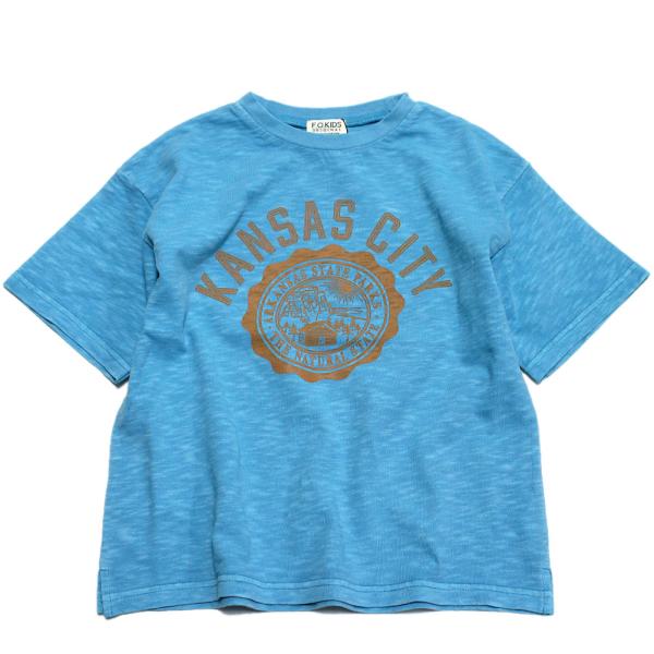 セール 「50%OFF」 半袖Tシャツ &quot;エフオーキッズ&quot; VINTAGE加工Tシャツ サックス(S...