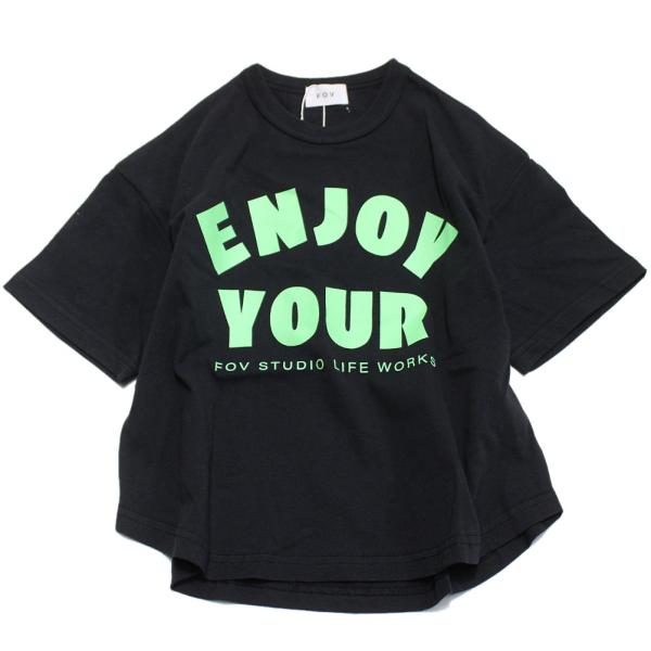 セール 「50%OFF」 半袖Tシャツ &quot;フォブ&quot; ENJOY YOUR 6分袖Tシャツ ブラック(...