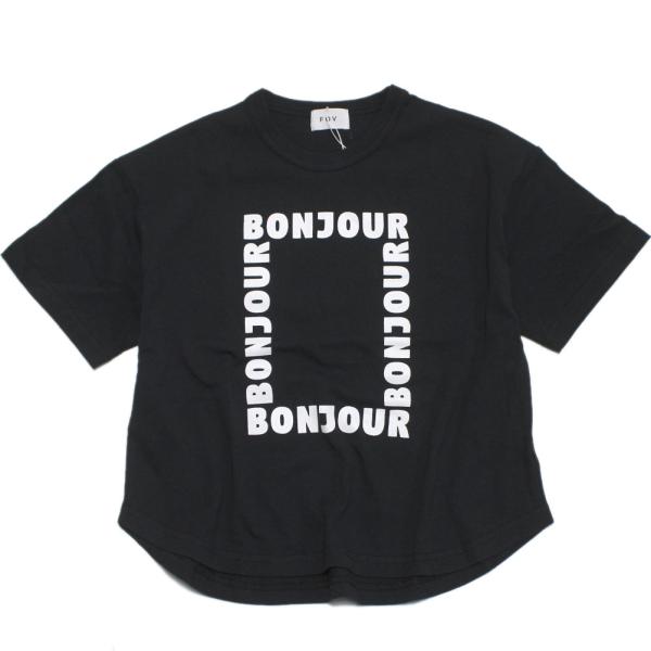 セール 「50%OFF」 半袖Tシャツ &quot;フォブ&quot; BONJOUR 6分袖Tシャツ ブラック(BK)