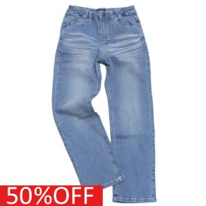 セール 「50%OFF」 ロングパンツ "GLAZOS グラソス" 子供服 ヴィンテージ加工デニムパンツ L・ブルー(56)