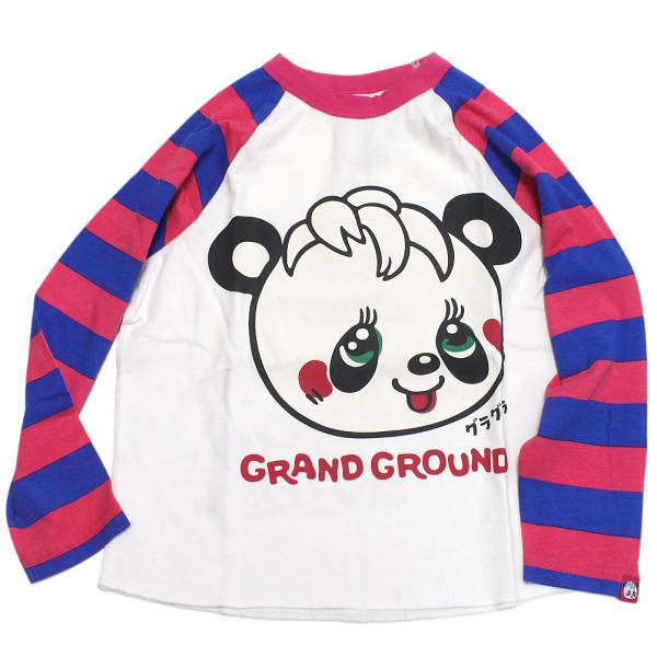 長袖Tシャツ "子供服/女の子/レトロ/グラグラ" ラヴ ワイドラグランロン T オフホワイト