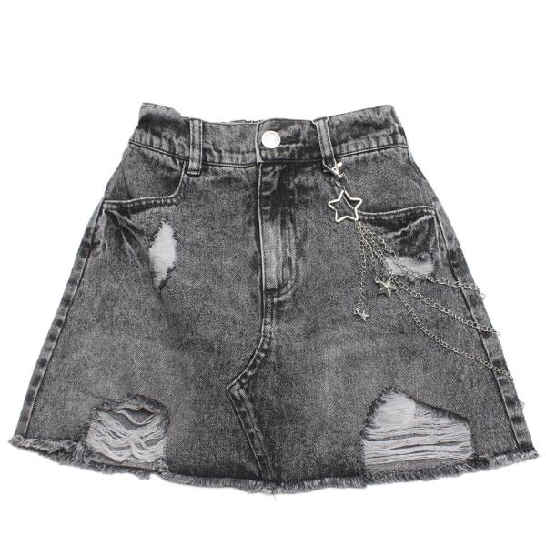 セール 「50%OFF」 スカート "Love toxic　ラブトキシック" チェーン付ダメージデニ...