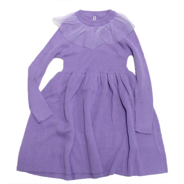 セール 「70%OFF」 ワンピース "マルーク" リブニットチュールフリルワンピース パープル(1...