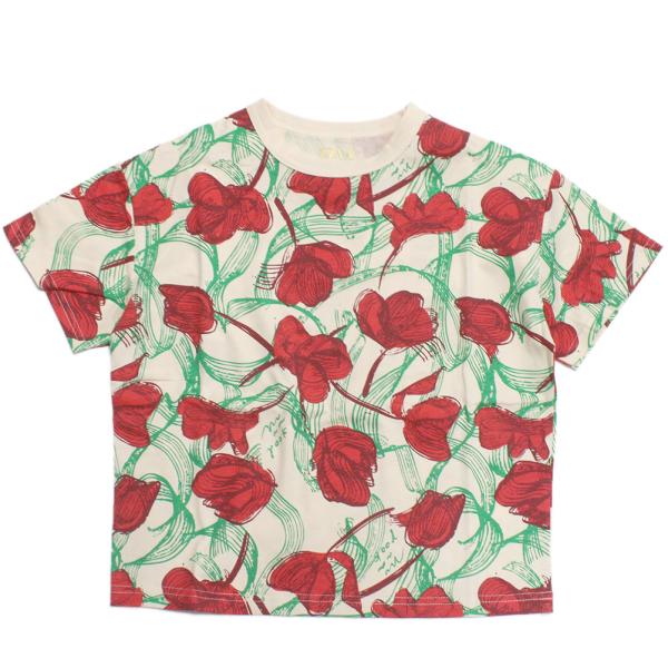 セール 「50%OFF」 半袖Tシャツ "マルーク" レッドリボンフラワーPT天竺Tシャツ アカ系(...