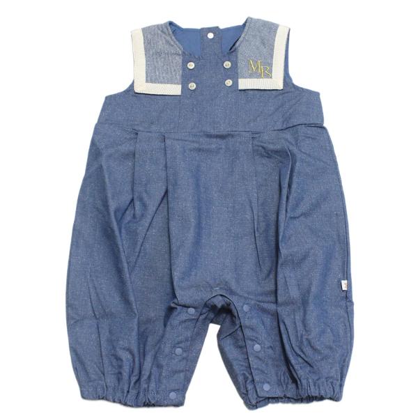 セール 「50%OFF」 ベビーウェア・肌着 "マルーク" ネップデニムbabyロンパース ブルー(...