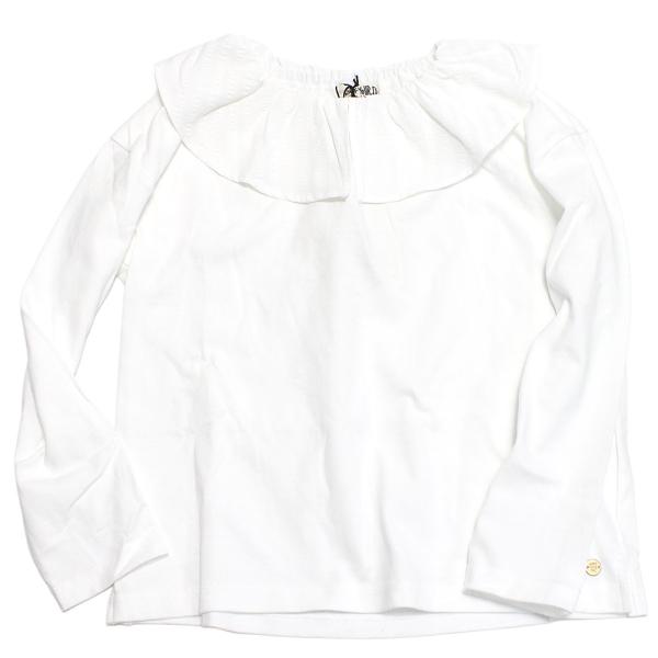 セール 「50%OFF」 長袖Tシャツ "makeyourday メイクユアデイ" 異素材フリルロン...