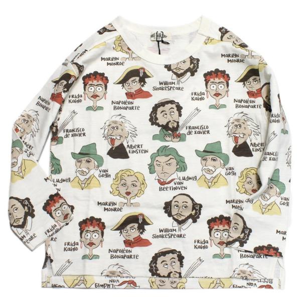 長袖Tシャツ "makeyourday メイクユアデイ" コミック偉人柄Tシャツ アイボリー(IV)