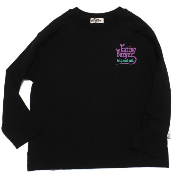 長袖Tシャツ "makeyourday メイクユアデイ" ハンバーガープリントTシャツ ブラック(B...