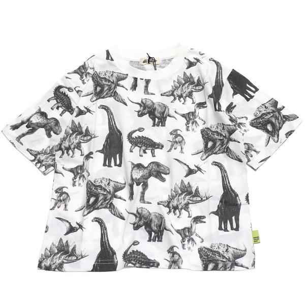 半袖Tシャツ "makeyourday メイクユアデイ" モノトーンキョウリュウTシャツ オフホワイ...