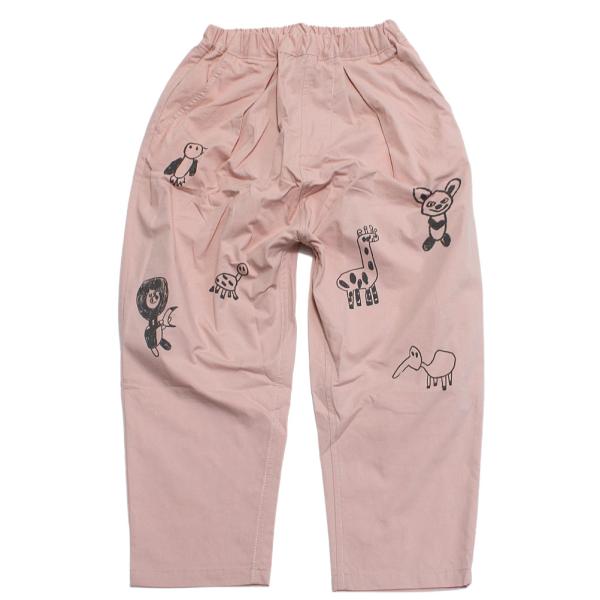 ロングパンツ "ニードルワークス" プリントタックパンツ ピンク