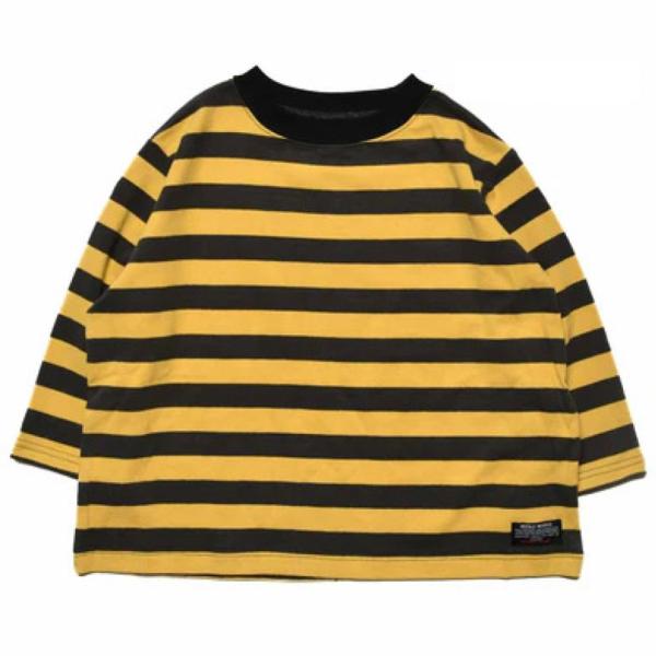セール 「50%OFF」 長袖Tシャツ &quot;ニードルワークス&quot; 肉厚天竺ボーダーワイドロンT イエロー