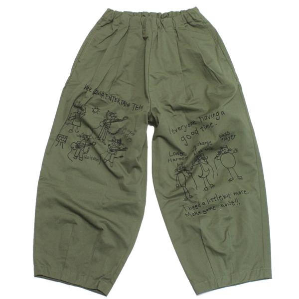 セール 「50%OFF」 ロングパンツ "ニードルワークス" ギャバ落書きコクーンパンツ カーキ