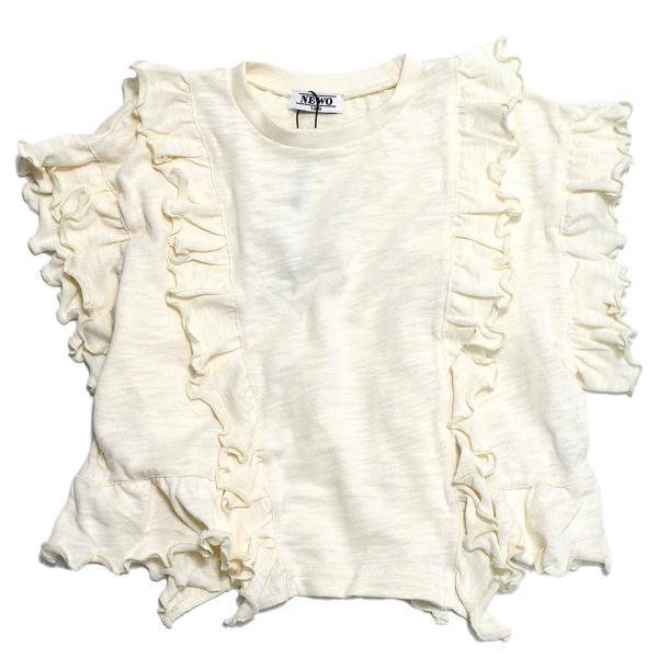 セール 「50%OFF」 半袖Tシャツ &quot;ニードルワークス&quot;  NeWo/フリルTシャツ アイボリー
