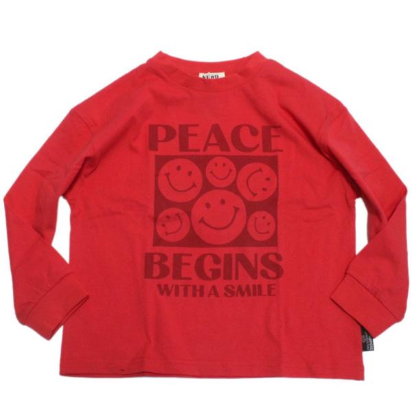 セール 「50%OFF」 長袖Tシャツ &quot;ニードルワークス&quot;  NeWo/スマイルTシャツ レッド