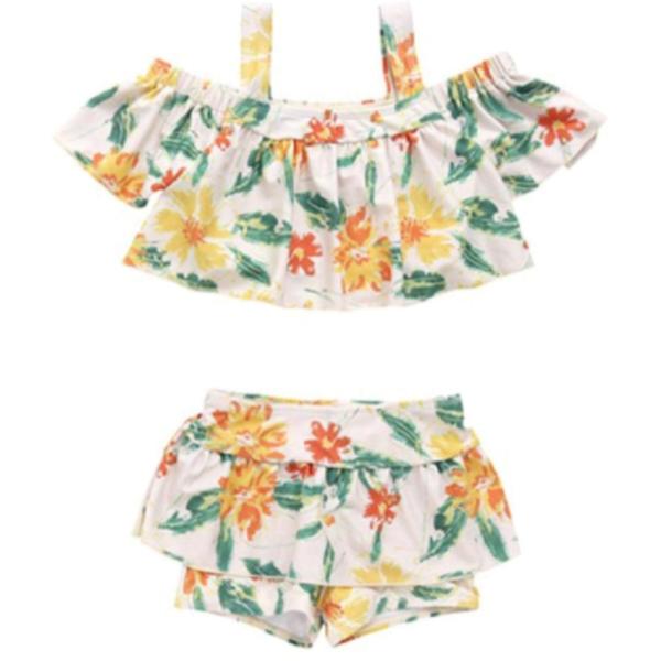 スイムグッズ "オーシャン&amp;グラウンド" GIRL’S 水着 オフショルダーセットアップ イエロー(...