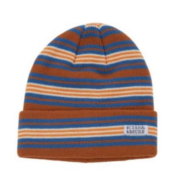 セール 「50%OFF」 帽子 &quot;オーシャン&amp;グラウンド&quot; ボーダーニットCAP ブラウン(BR)