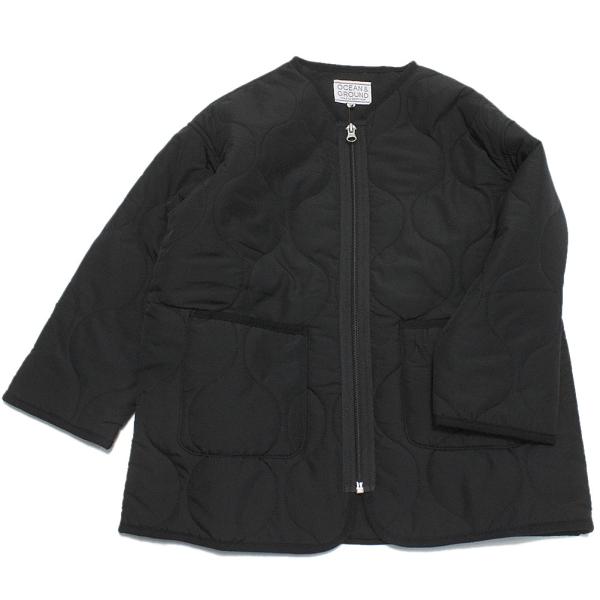 セール 「50%OFF」 アウター &quot;オーシャン&amp;グラウンド&quot; ノーカラーキルトジャケット ブラック...