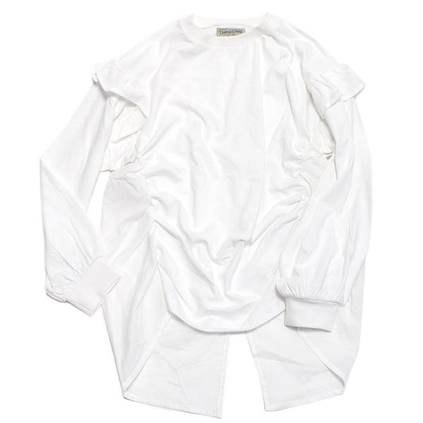 セール 「50%OFF」 長袖Tシャツ &quot;オーシャン&amp;グラウンド&quot; バックスリットフリルBIGロンT...