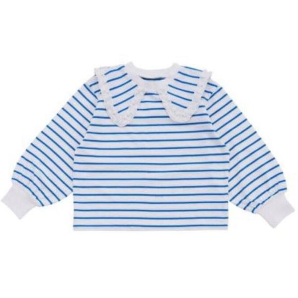 長袖Tシャツ "オーシャン&amp;グラウンド" セーラーカラーボーダーロンT ブルー(BL)