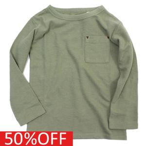 セール 「50%OFF」 長袖Tシャツ "オーシャン&グラウンド" 子供服 ポケットTシャツ オリーブ(OL)｜millibar