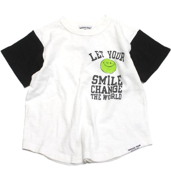 セール 「50%OFF」 半袖Tシャツ &quot;オフィシャルチーム&quot; スラブ天竺スマイルロゴTシャツ ホワ...