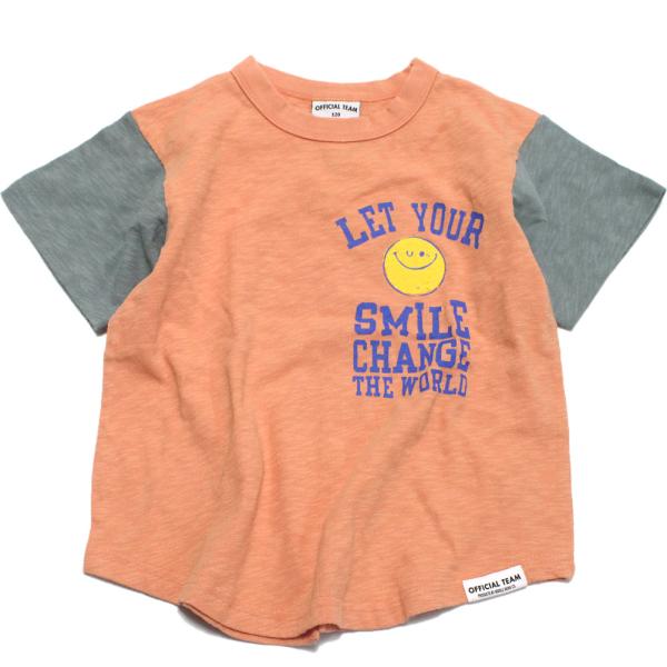 セール 「50%OFF」 半袖Tシャツ &quot;オフィシャルチーム&quot; スラブ天竺スマイルロゴTシャツ ピン...