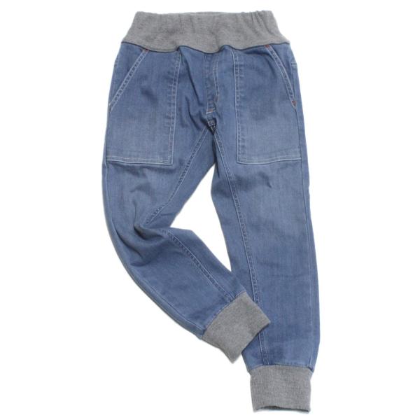 セール 「50%OFF」 ロングパンツ &quot;オフィシャルチーム&quot; カットデニムロングジョガーパンツ ブ...