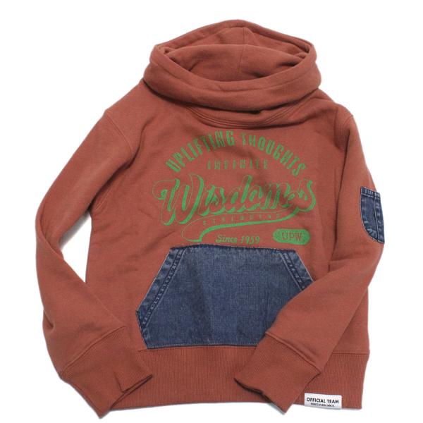 セール 「50%OFF」 パーカー &quot;オフィシャルチーム&quot; TC裏毛デニムポケットパーカー レッド