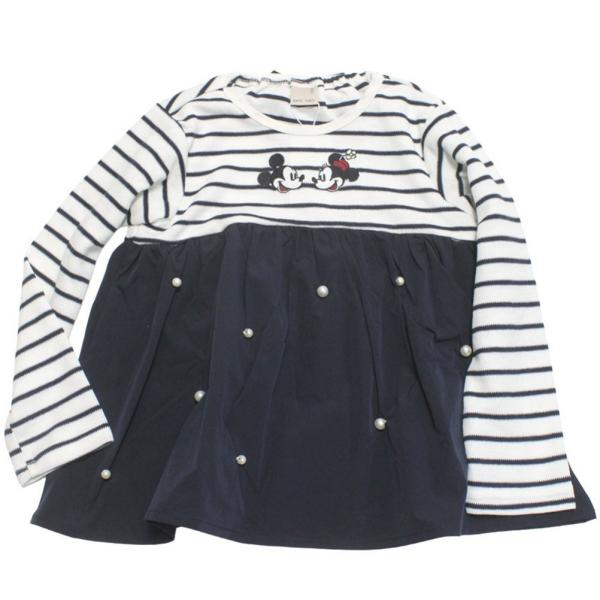 長袖Tシャツ &quot;プティマイン/petit main/子供服/キッズ&quot; ドッキング長袖チュニック コン...