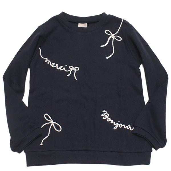 長袖Tシャツ &quot;プティマイン/petit main/子供服/キッズ&quot; ロゴ刺繍長袖Tシャツ コン(5...
