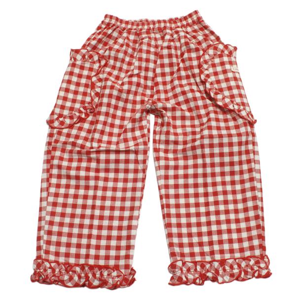 ロングパンツ "" ハートポケットフリルパンツ レッド(RR)